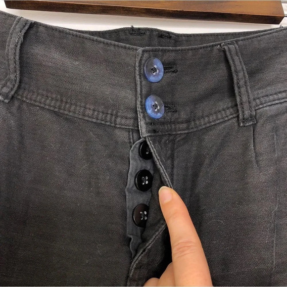 Free People Washed Out Black Button Fly Tapered Leg Pants - Picture 3 of 12